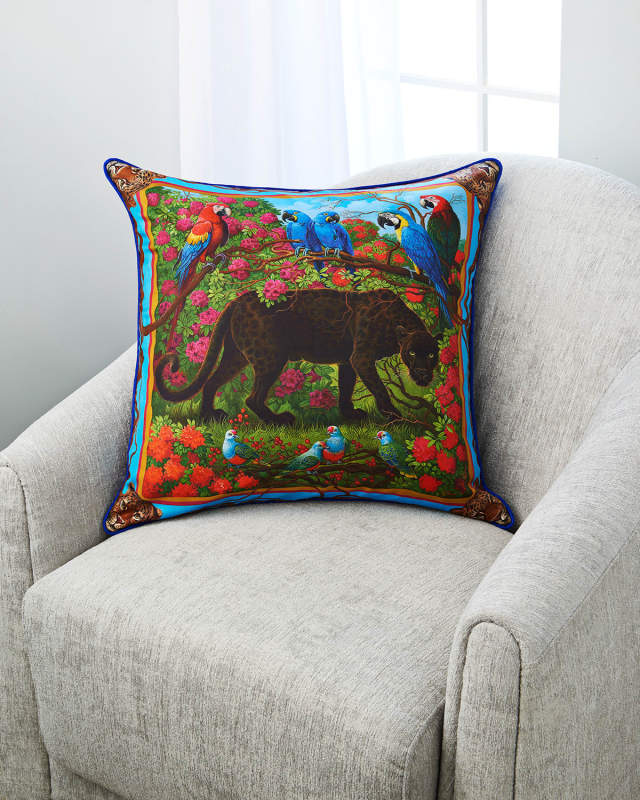 Black Spotted Panther Silk Pillow